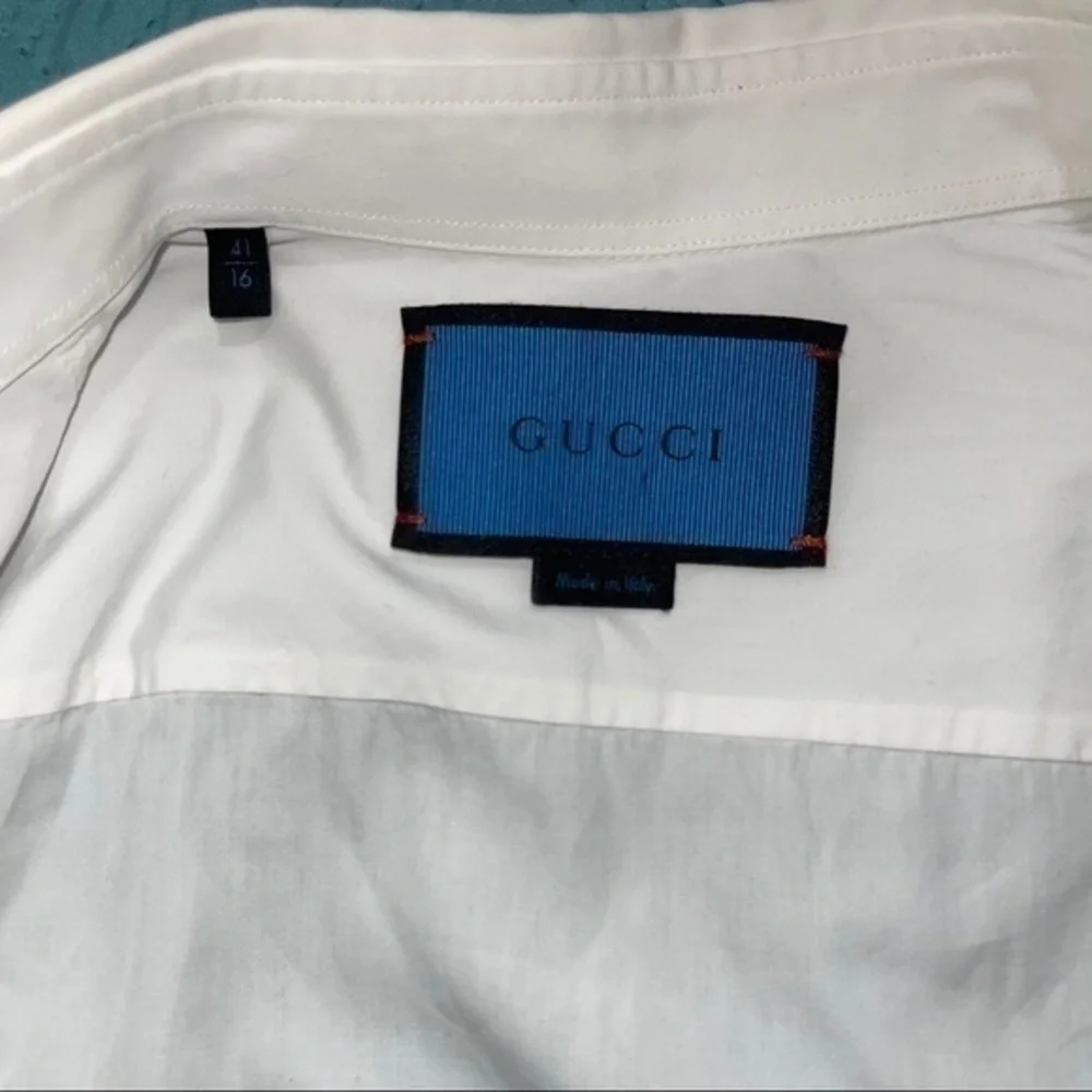 GUCCI Mens White Regular Fit Dress Shirt S 41/16